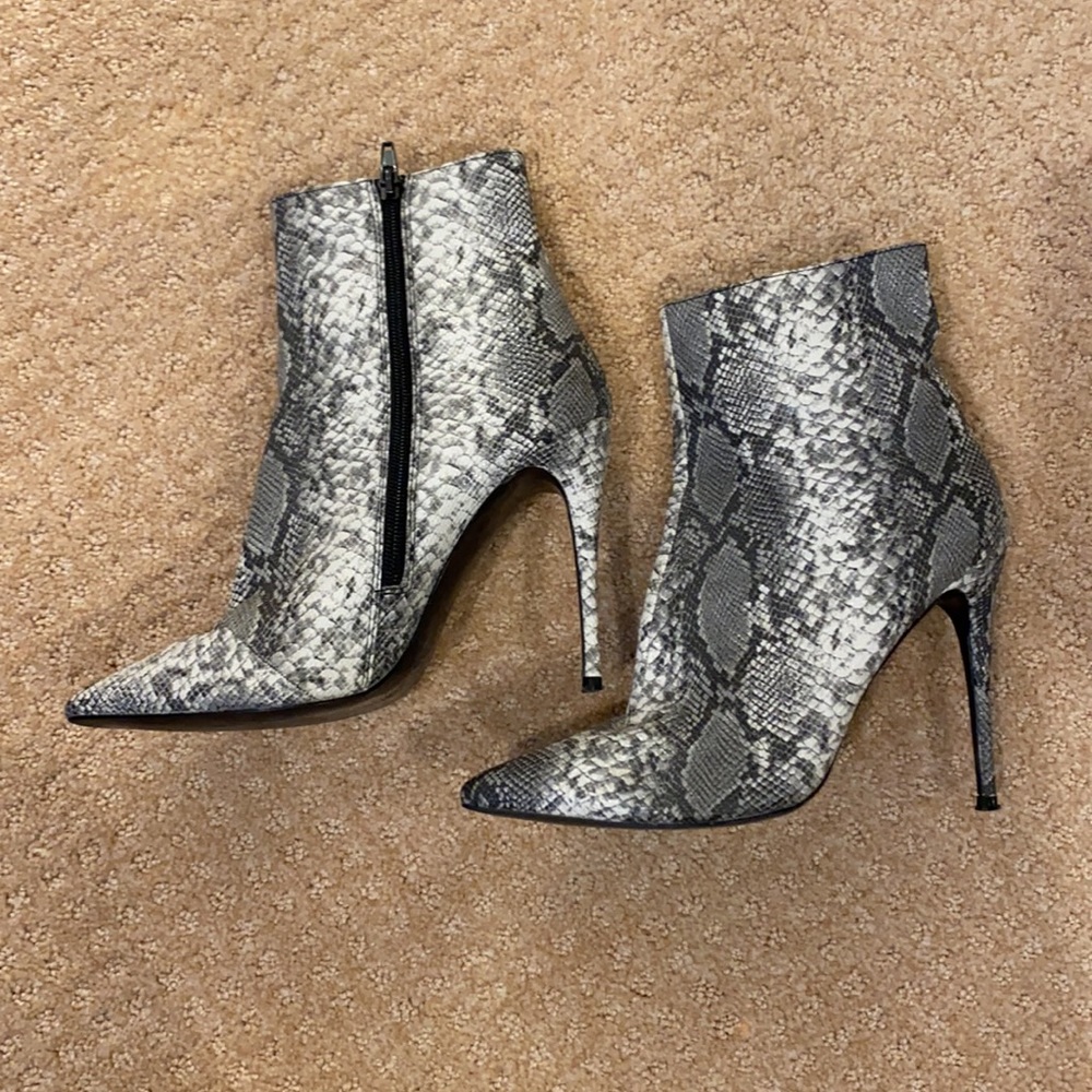 REVOLVE Snakeskin Heeled Booties